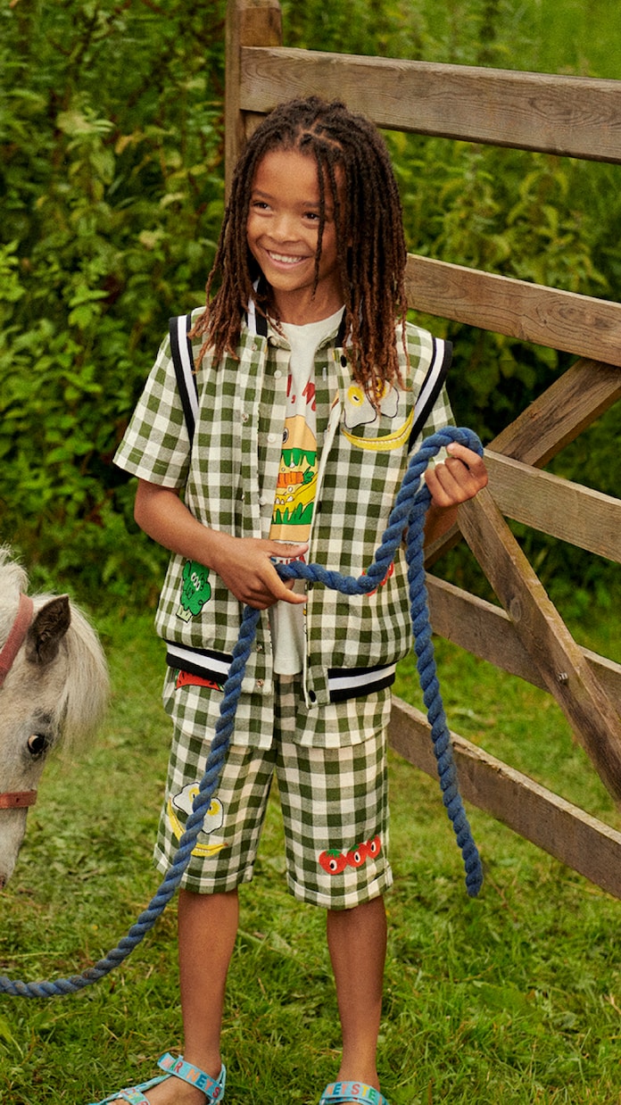 Appliqué checked cotton shorts | Stella McCartney Kids