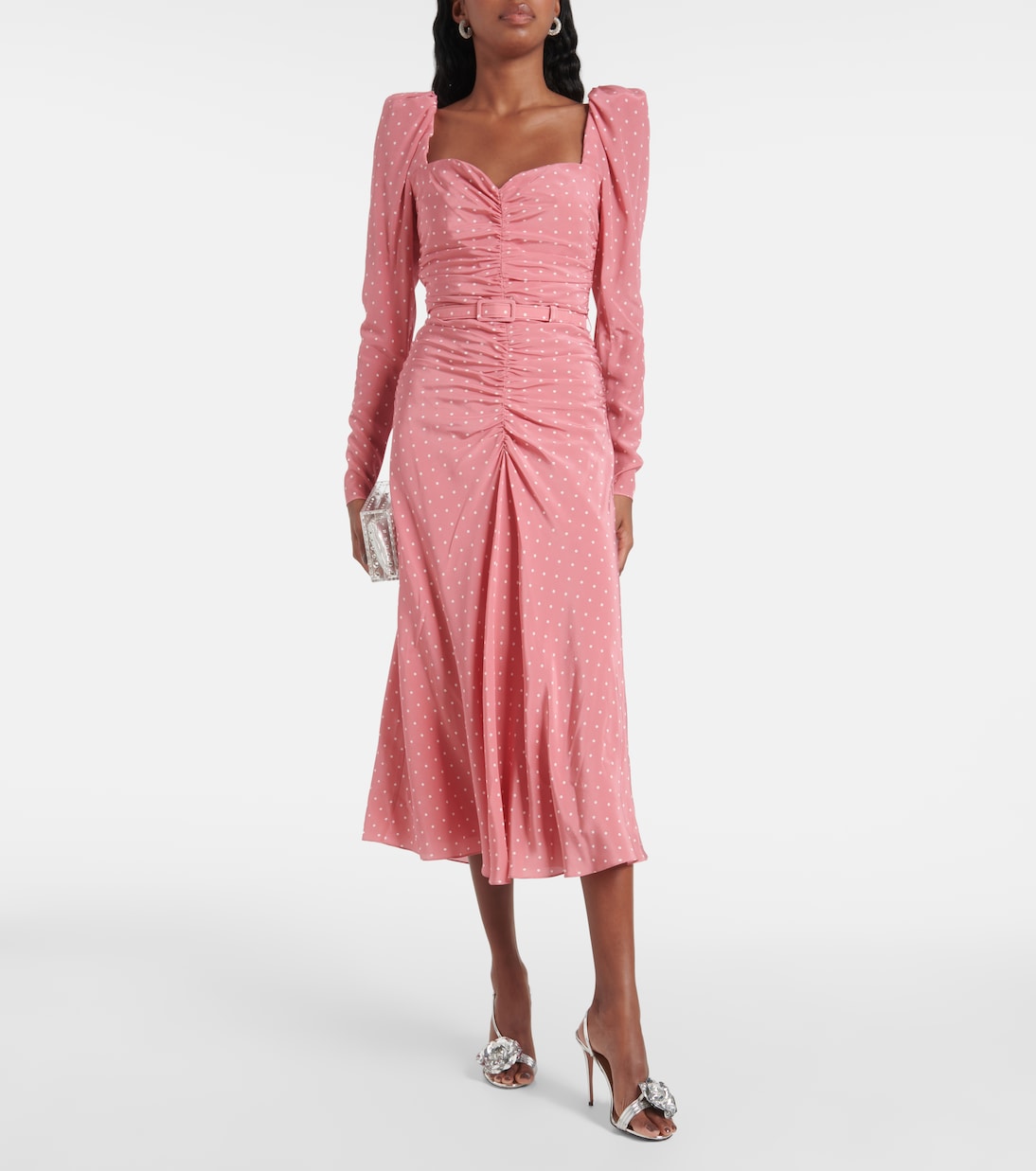 Robe longue à pois en soie | Alessandra Rich