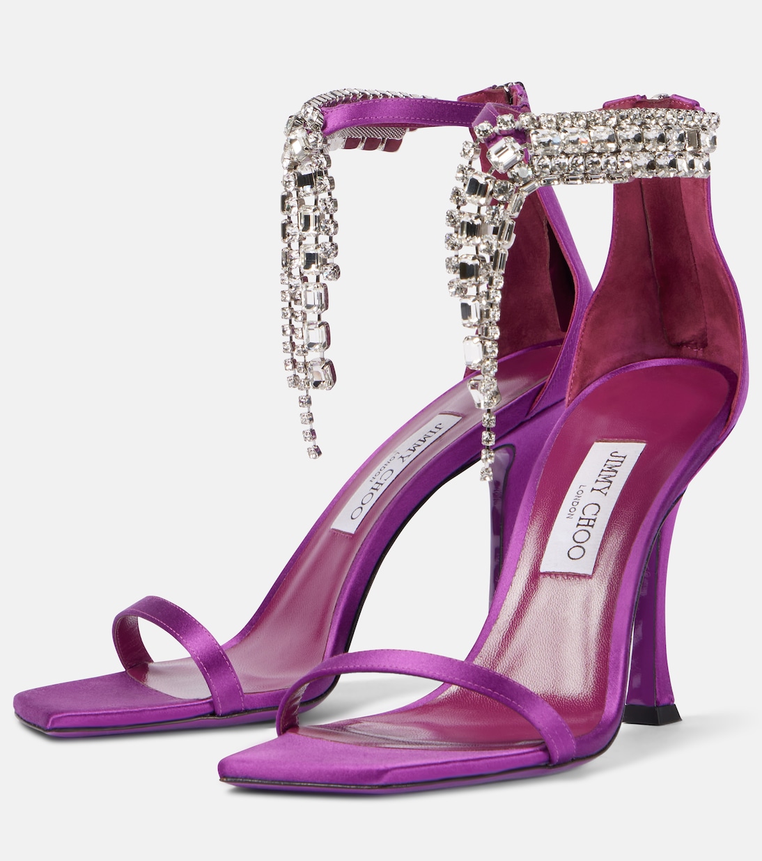 Sandalen Verity 100 aus Satin mit Kristallen | Jimmy Choo