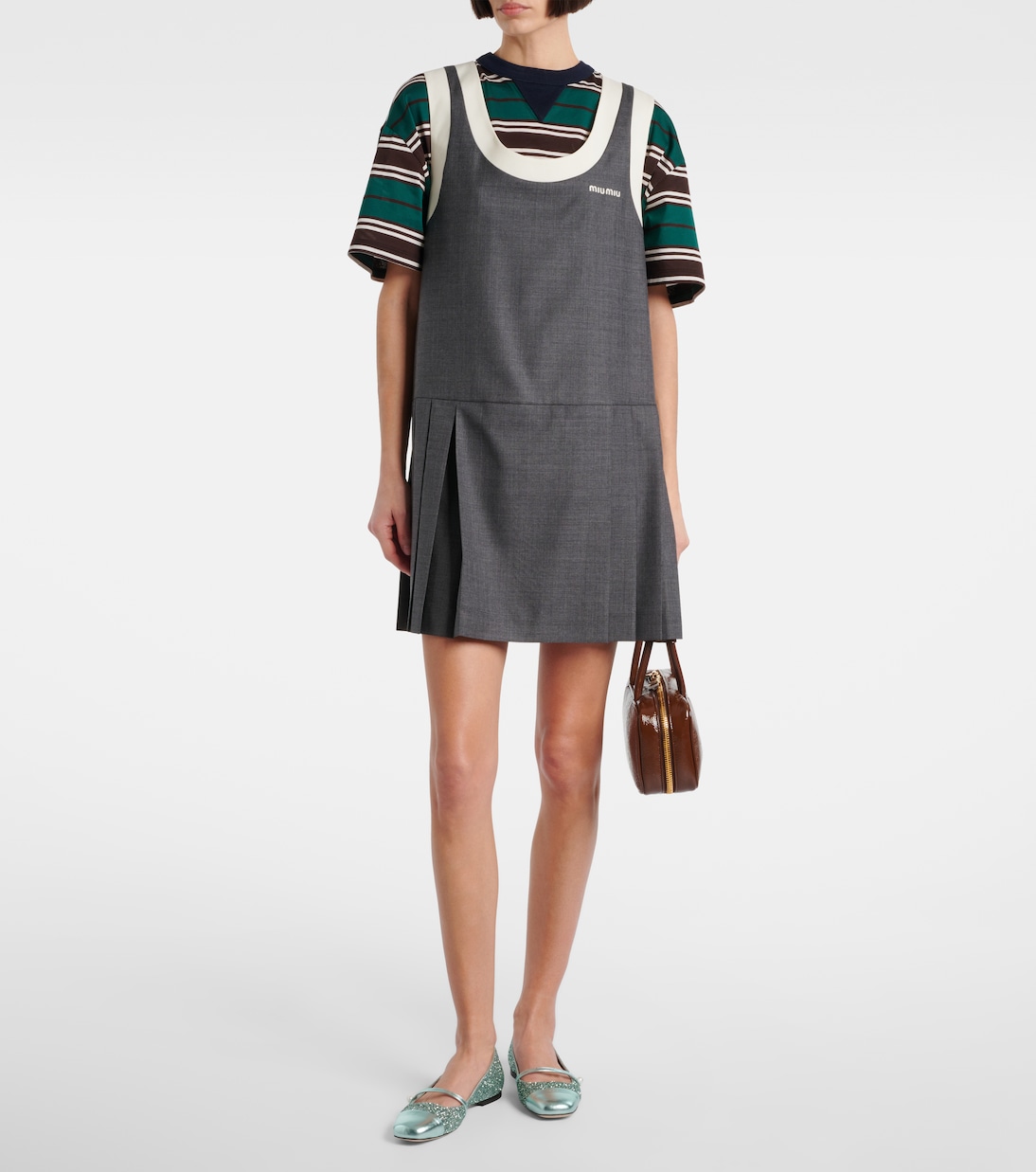 Elisa leather-trimmed glitter ballet flats | Jimmy Choo