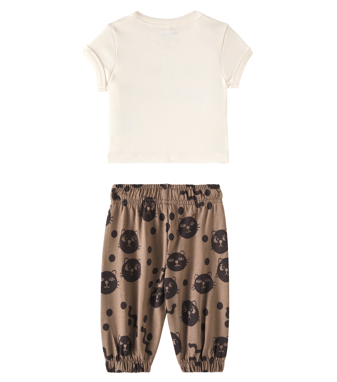 Baby Mini Rodini Cats T-shirt and sweatpants set | Mini Rodini