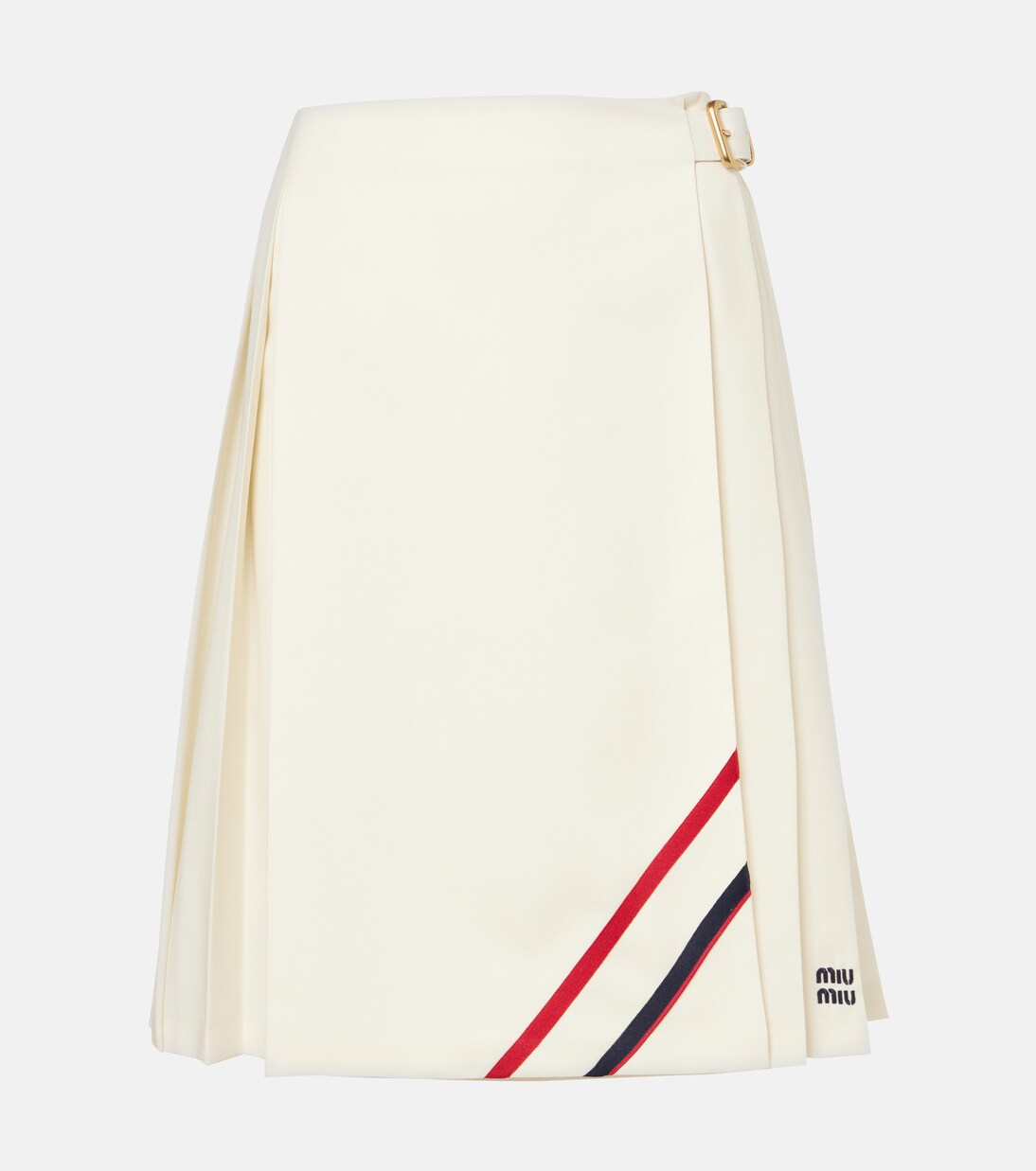 Pleated wool and mohair midi skirt | Miu Miu