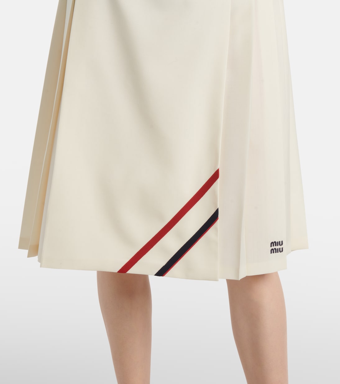 Pleated wool and mohair midi skirt | Miu Miu