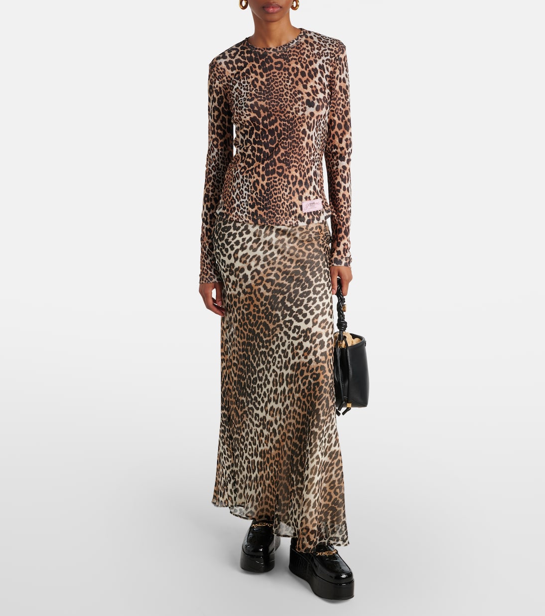 Leopard-print mesh top | Ganni