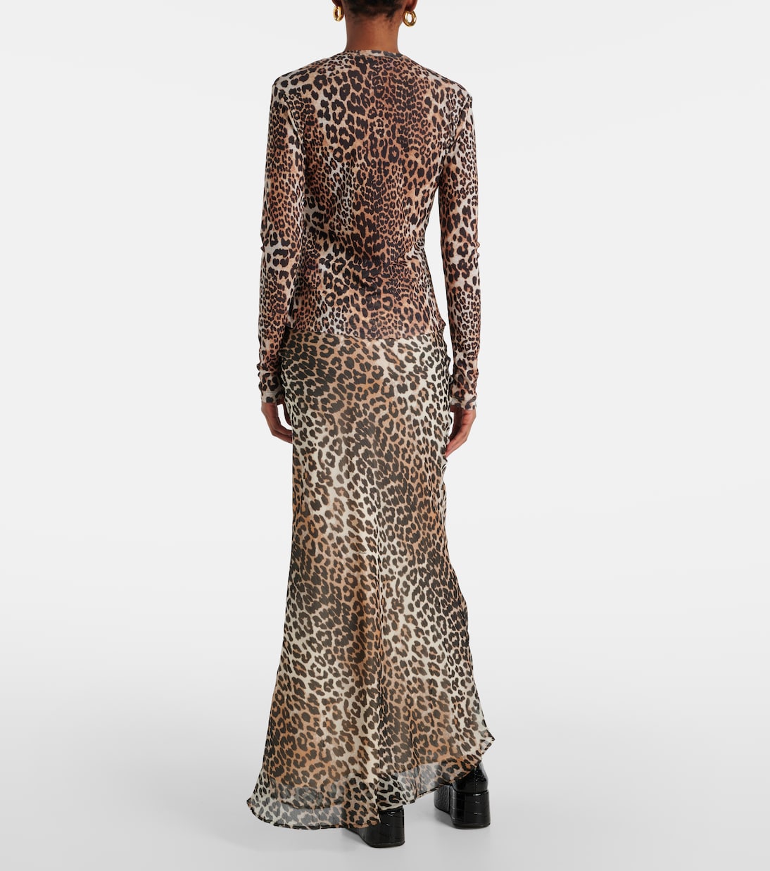 Leopard-print mesh top | Ganni