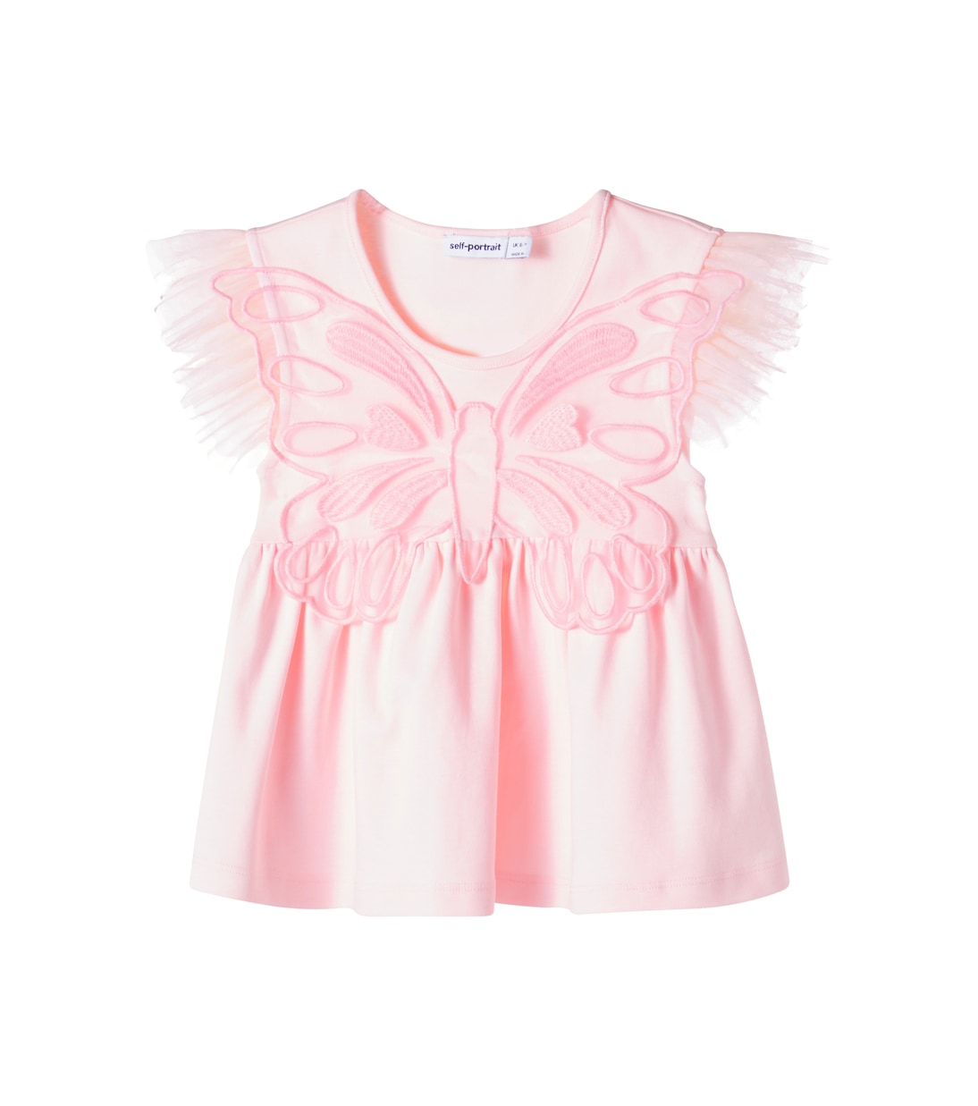 Top aus Baumwoll-Jersey mit Tüll | Self-Portrait Kids
