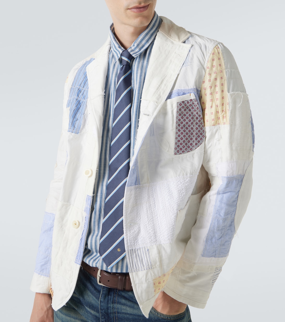 Patchwork cotton and linen-blend blazer | Junya Watanabe