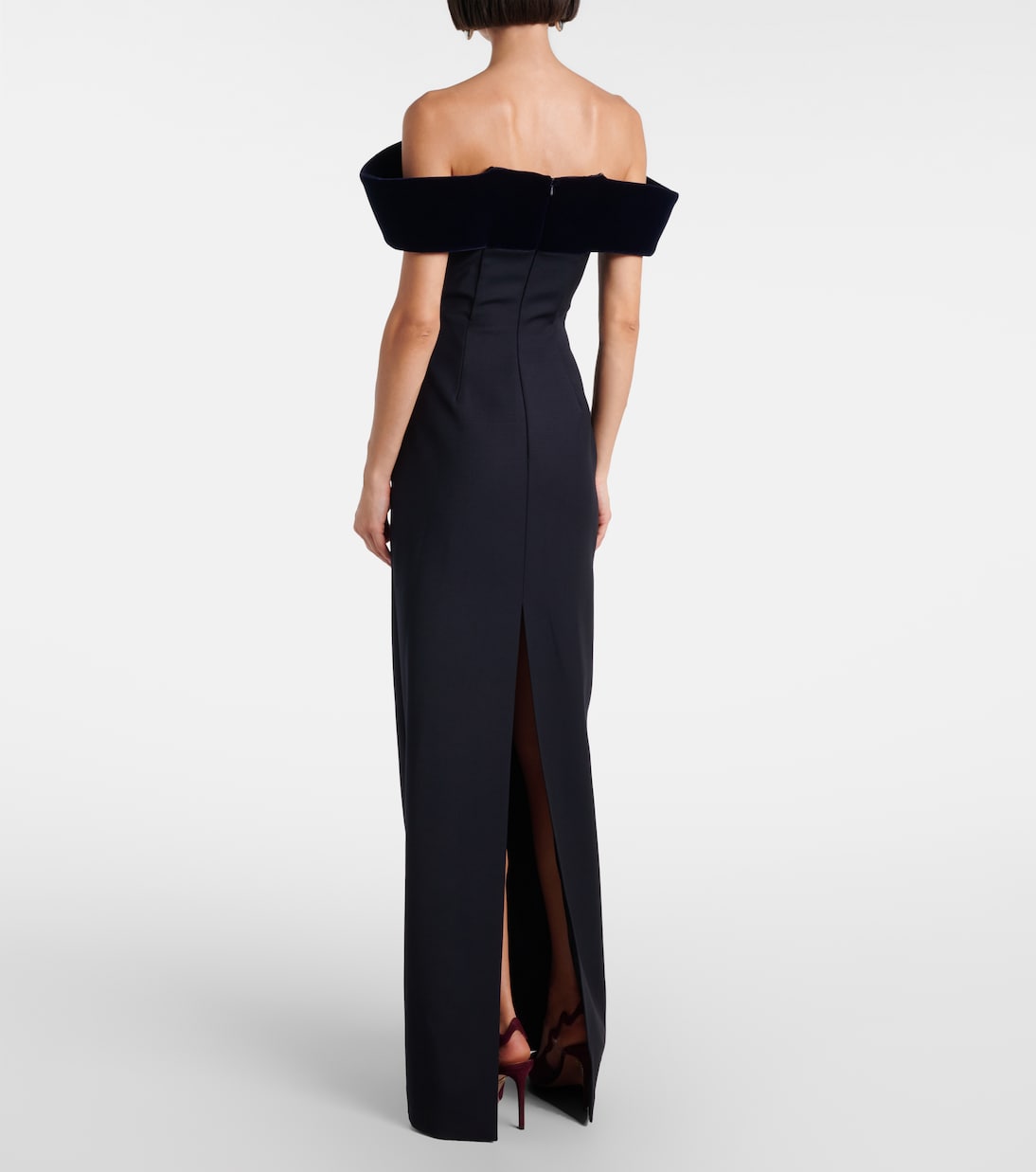 Off-shoulder wool-blend bustier gown | David Koma