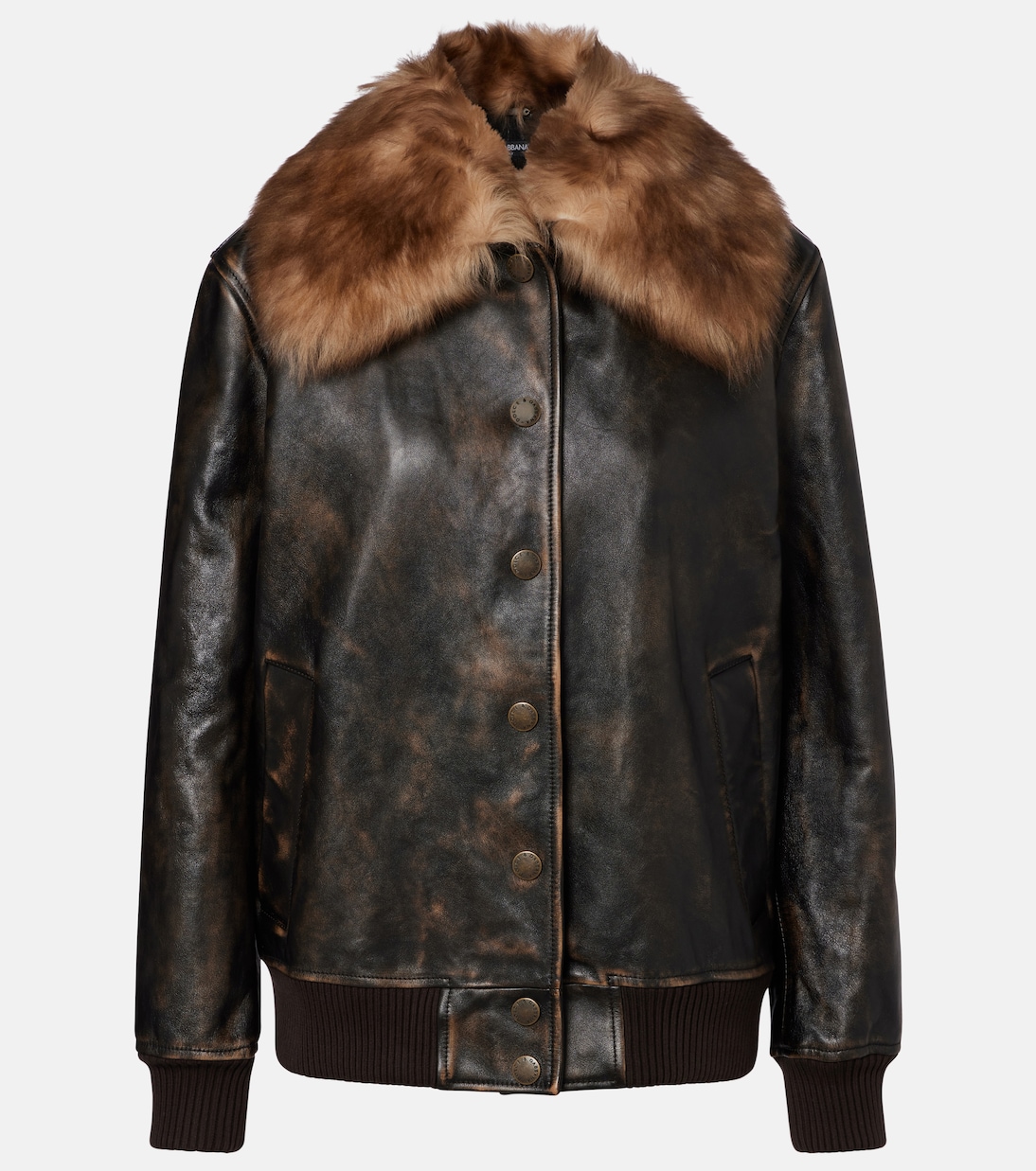Chaqueta bomber de piel con borrego | Dolce&Gabbana