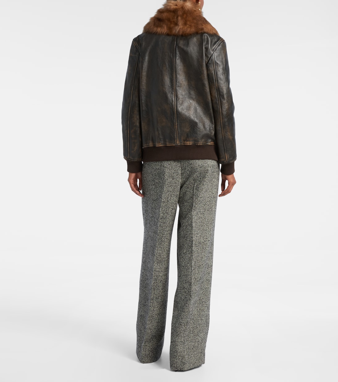 Chaqueta bomber de piel con borrego | Dolce&Gabbana