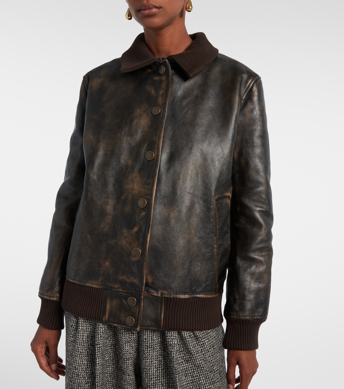 Chaqueta bomber de piel con borrego | Dolce&Gabbana