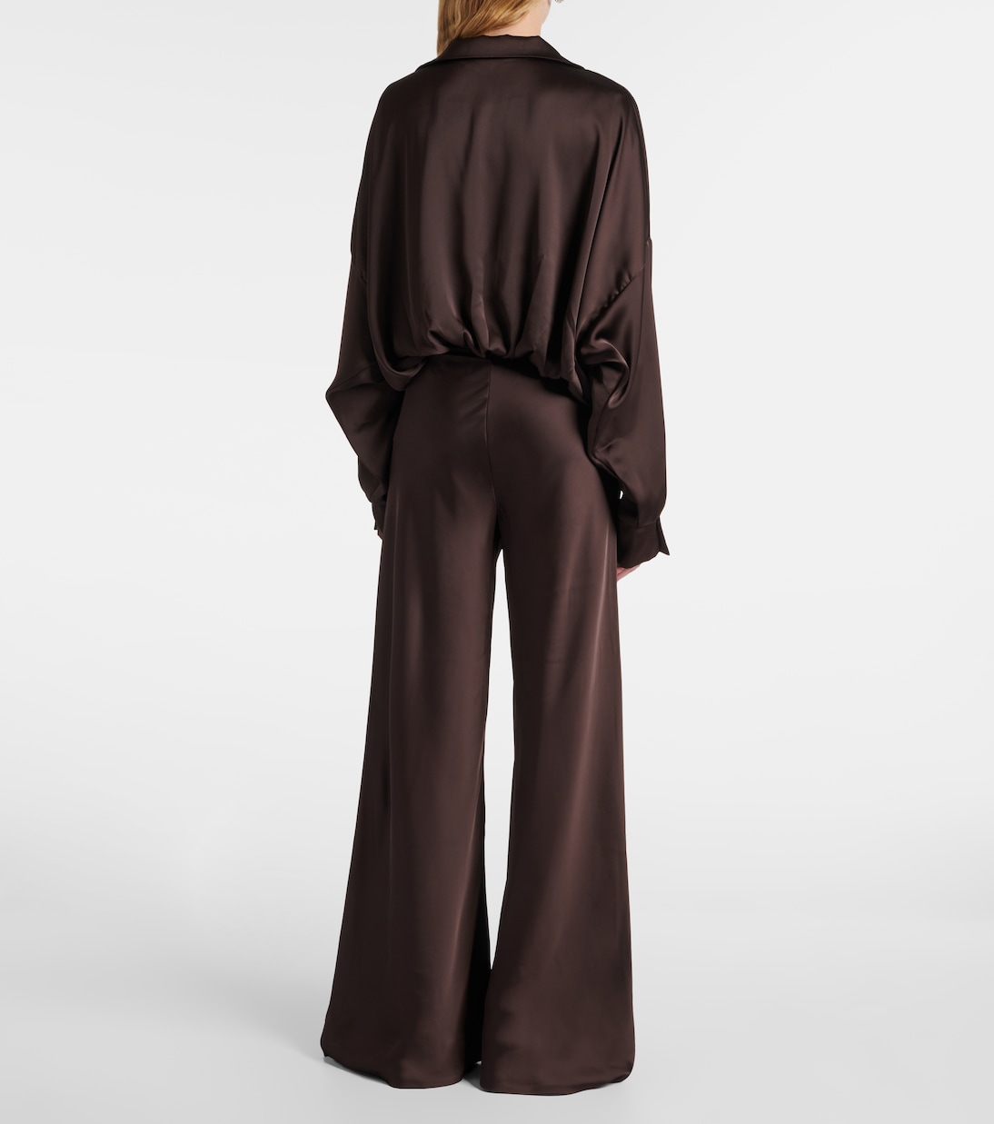 Pantalon ample à taille haute en satin | Norma Kamali