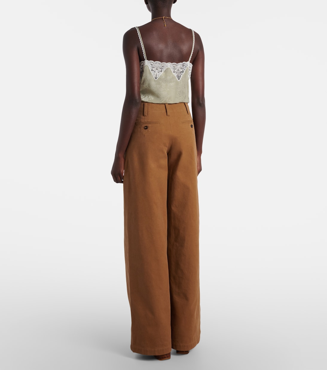 Pantalones anchos de lona de tiro alto | Chloé