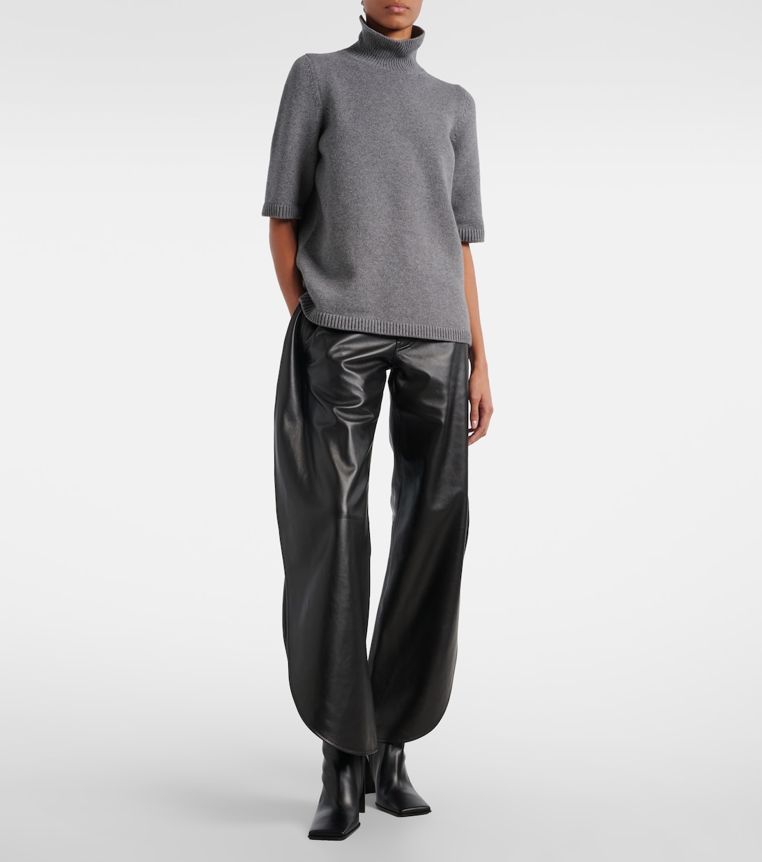 Pantalones barrel de piel de tiro alto | Alaïa