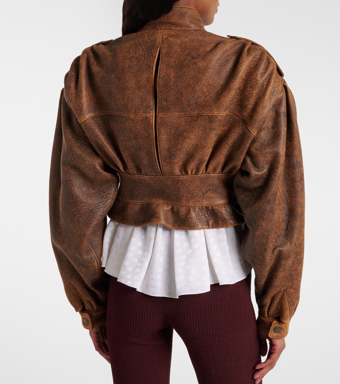 Cropped leather biker jacket | Chloé