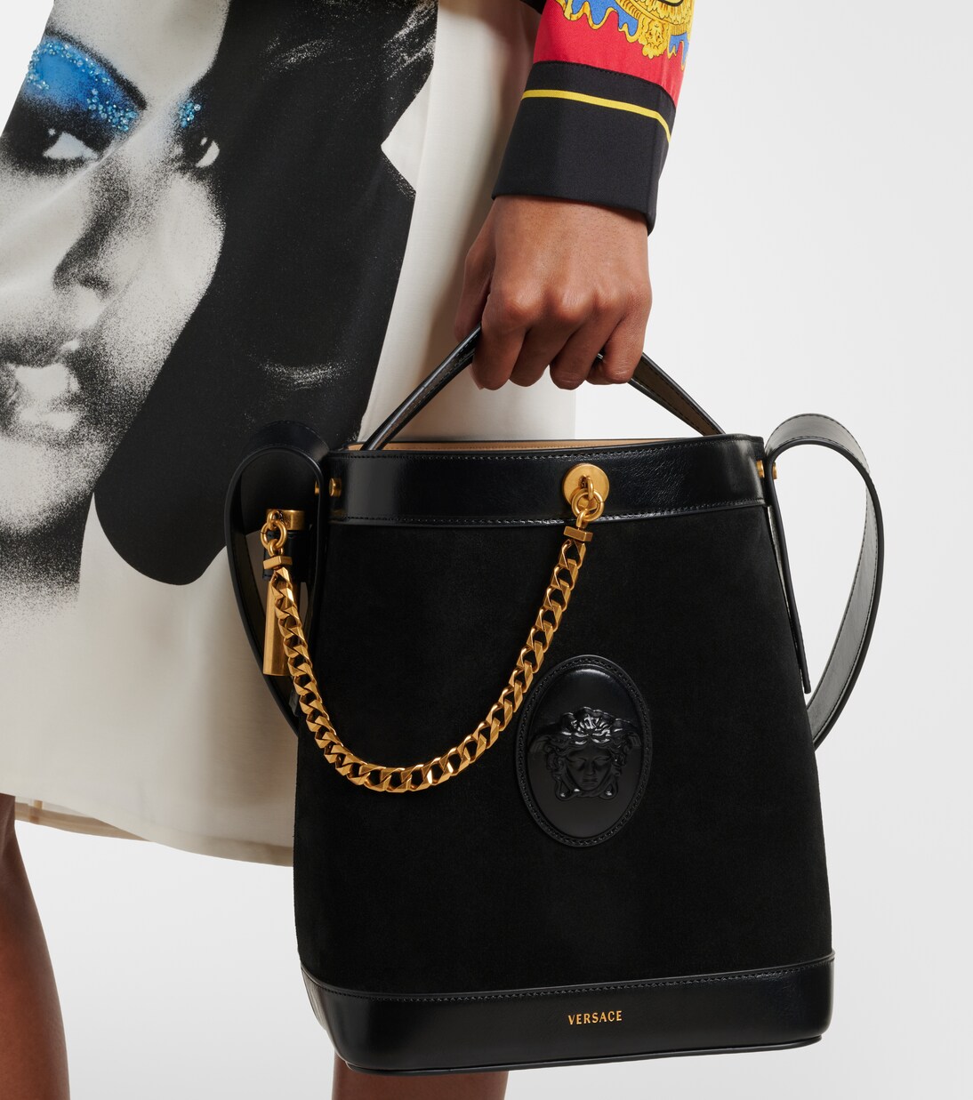Sac seau La Medusa en daim | Versace