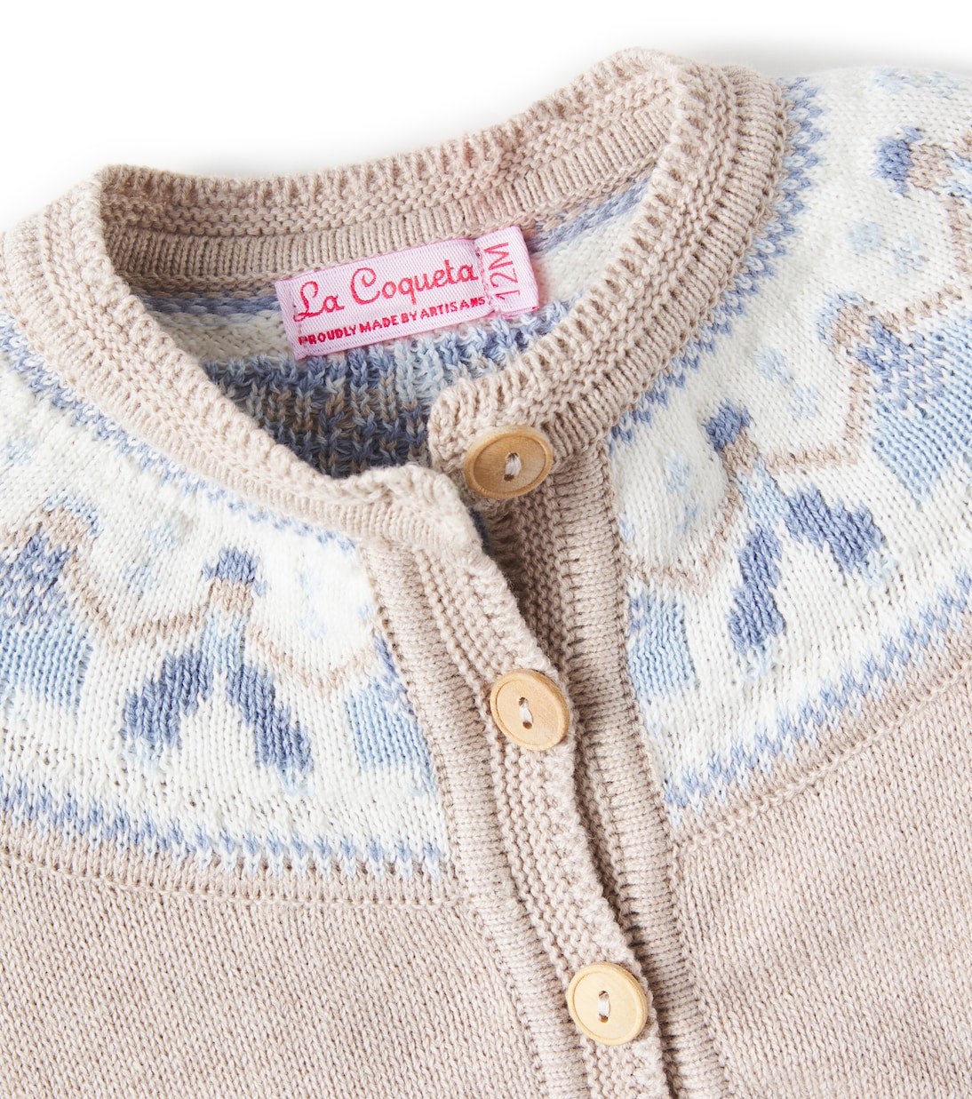 Baby Aubrey intarsia cotton cardigan | La Coqueta