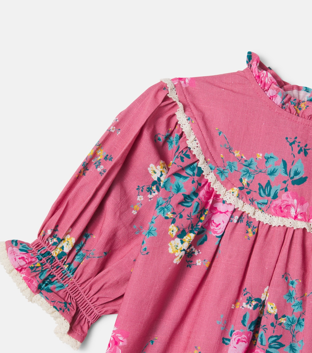 Floral lace-trimmed cotton top | C'era Una Volta