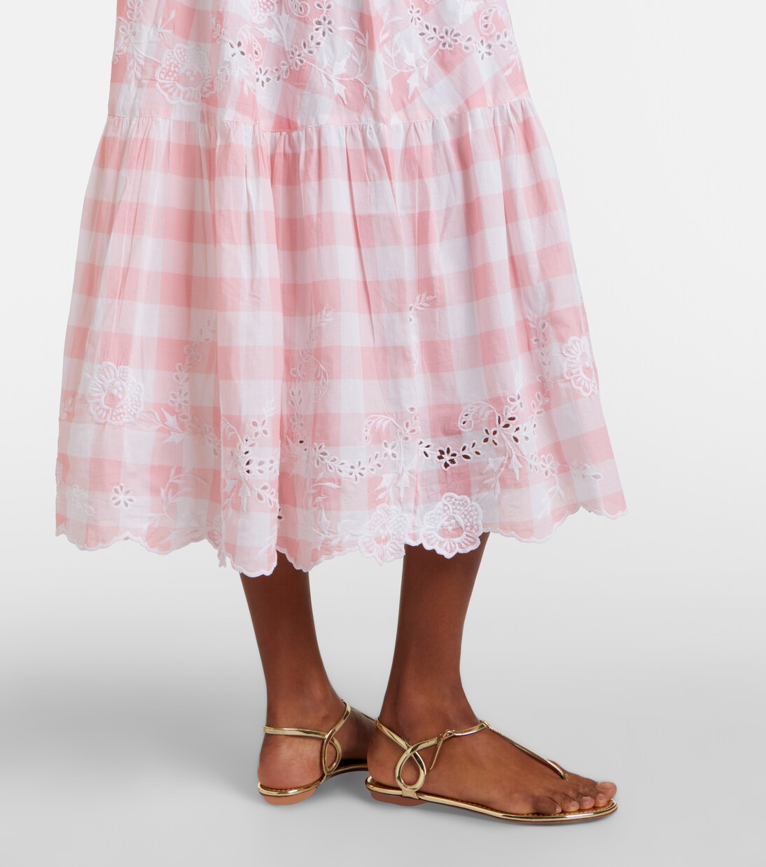 Robe midi en coton à carreaux et broderie | Juliet Dunn