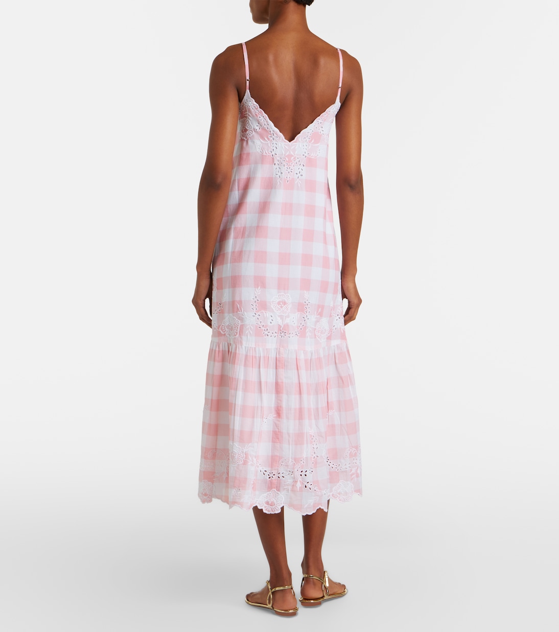 Robe midi en coton à carreaux et broderie | Juliet Dunn