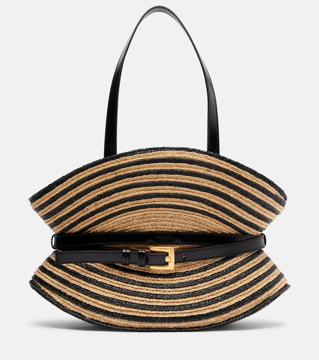Gestreifte Schultertasche in Raffiabast-Optik | Balmain