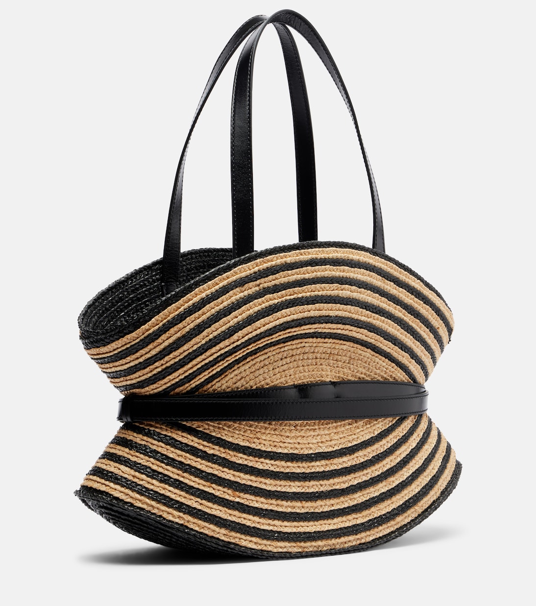 Gestreifte Schultertasche in Raffiabast-Optik | Balmain