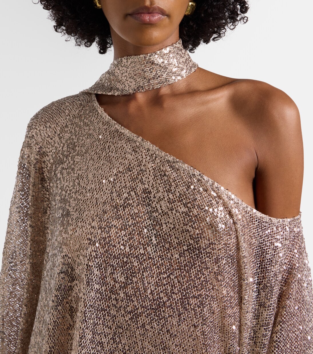 Trebbia asymmetric sequined mesh kaftan | Taller Marmo