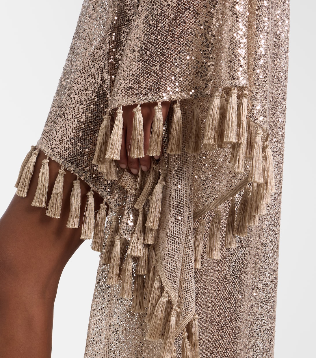 Trebbia asymmetric sequined mesh kaftan | Taller Marmo