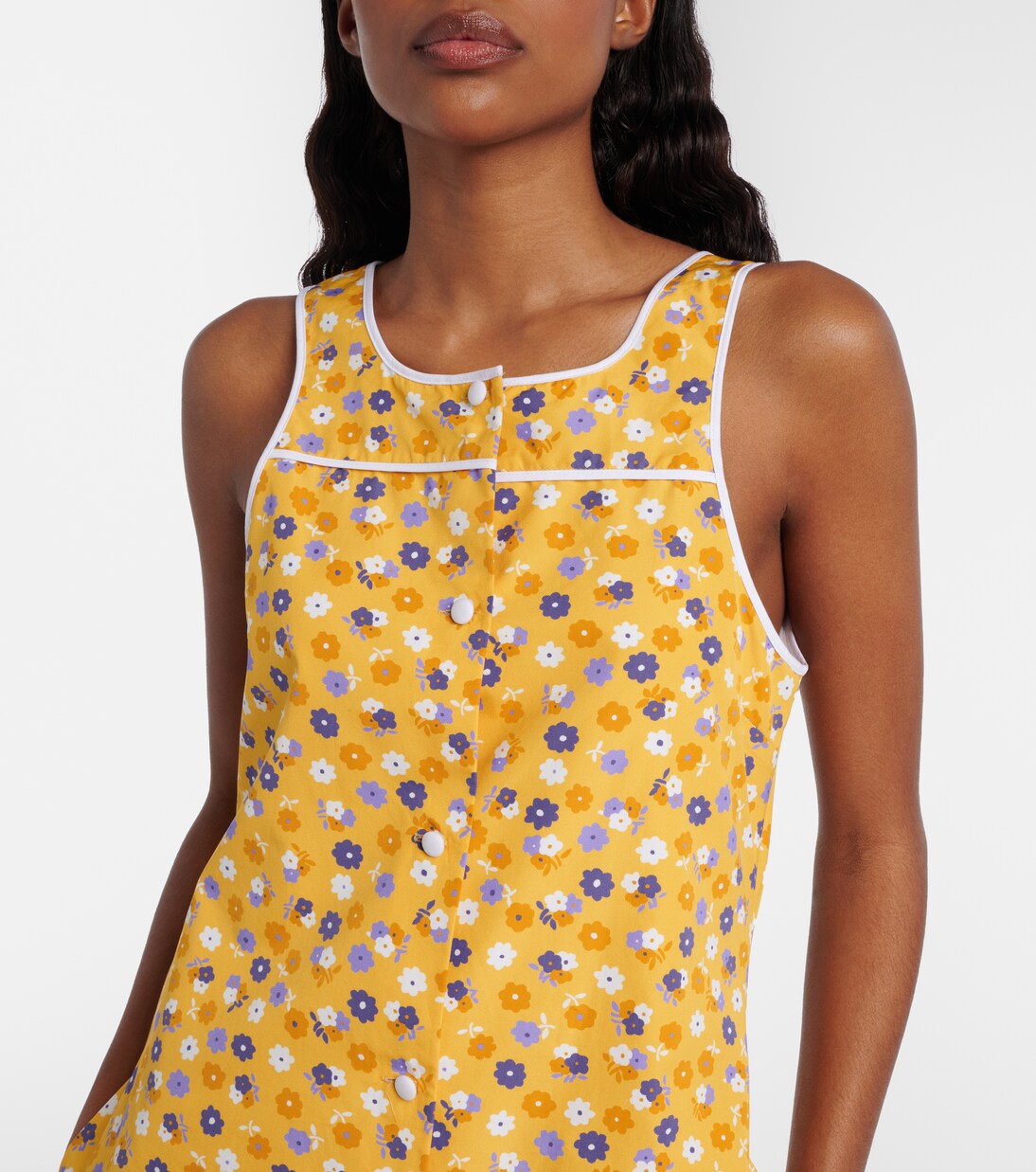 Robe midi en coton à fleurs | Miu Miu