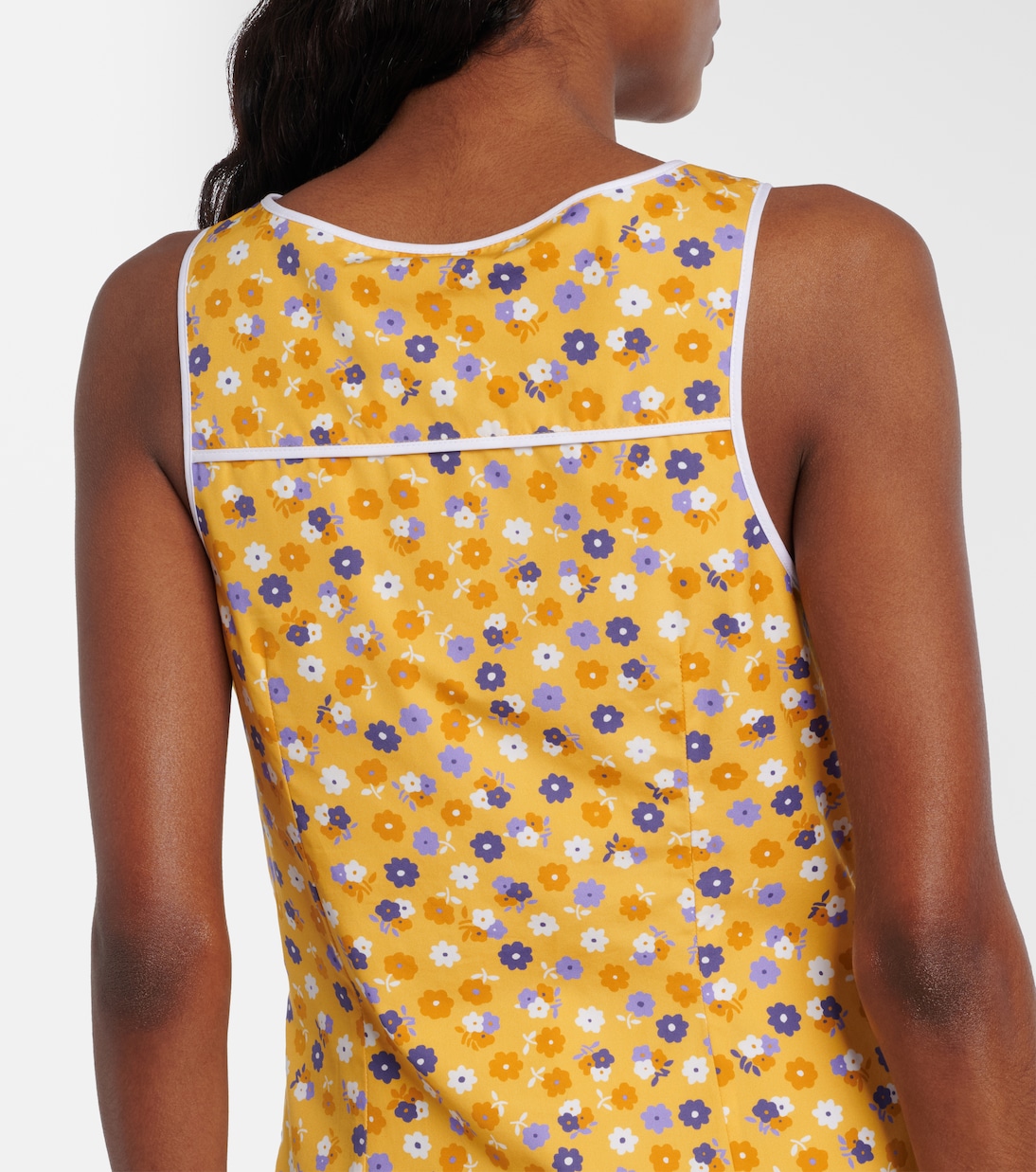 Robe midi en coton à fleurs | Miu Miu