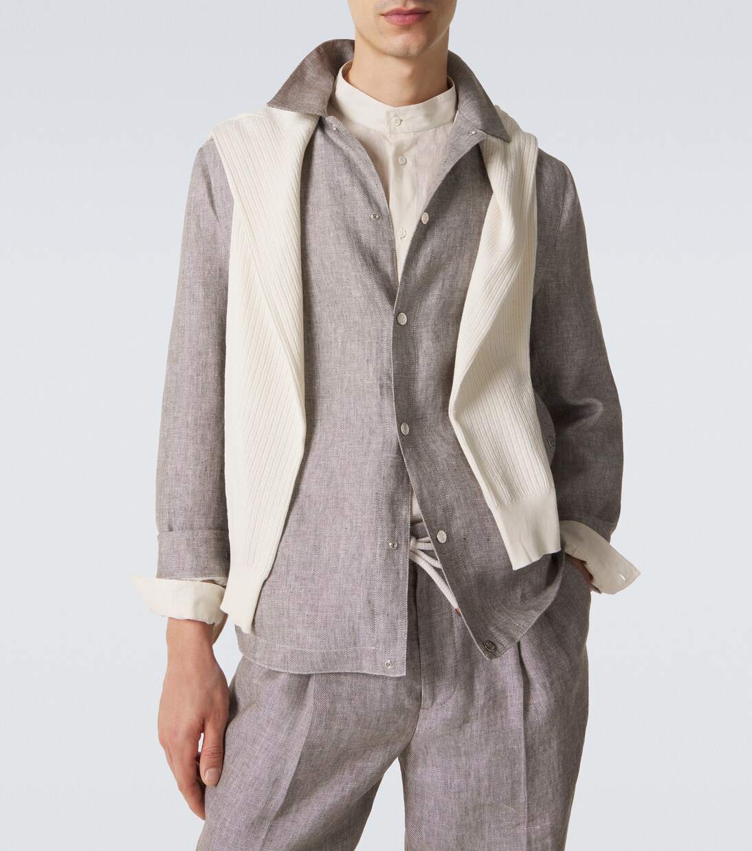 Hemdjacke aus Hanf und Leinen | Brunello Cucinelli