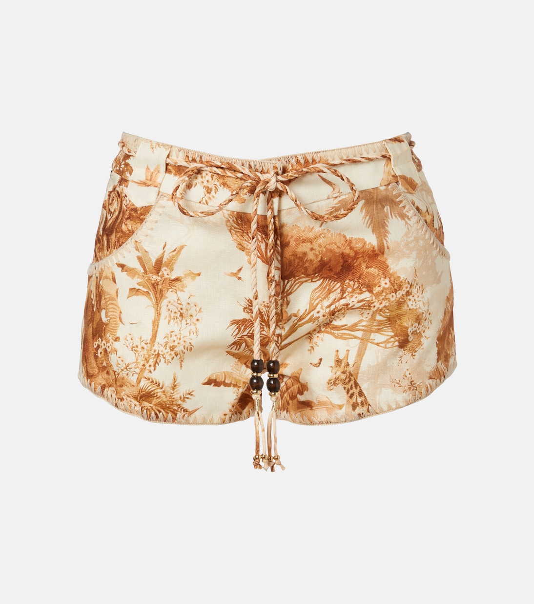 Indra beaded printed linen shorts | Zimmermann
