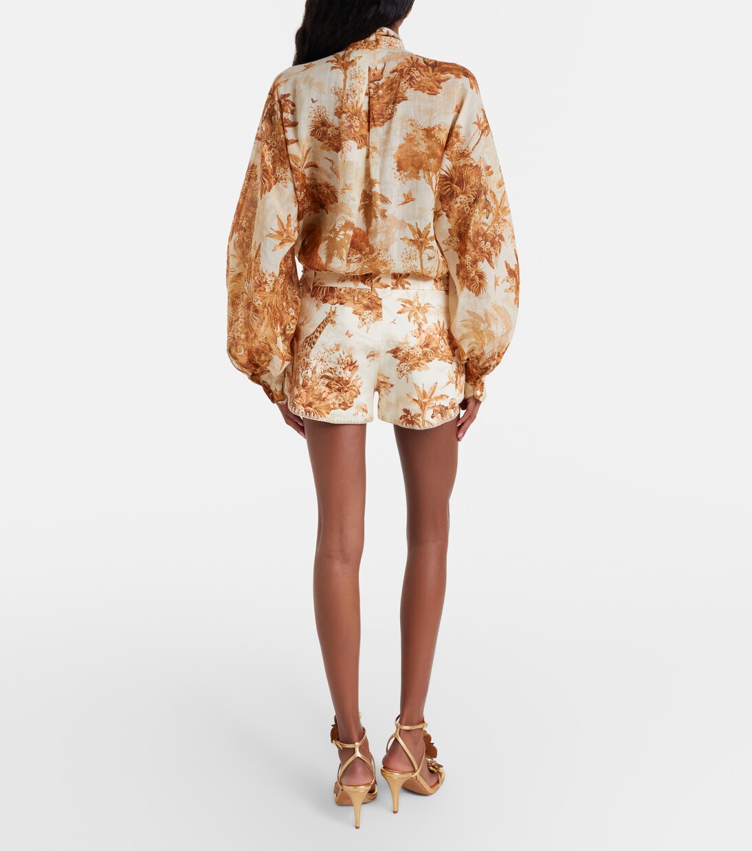 Indra beaded printed linen shorts | Zimmermann