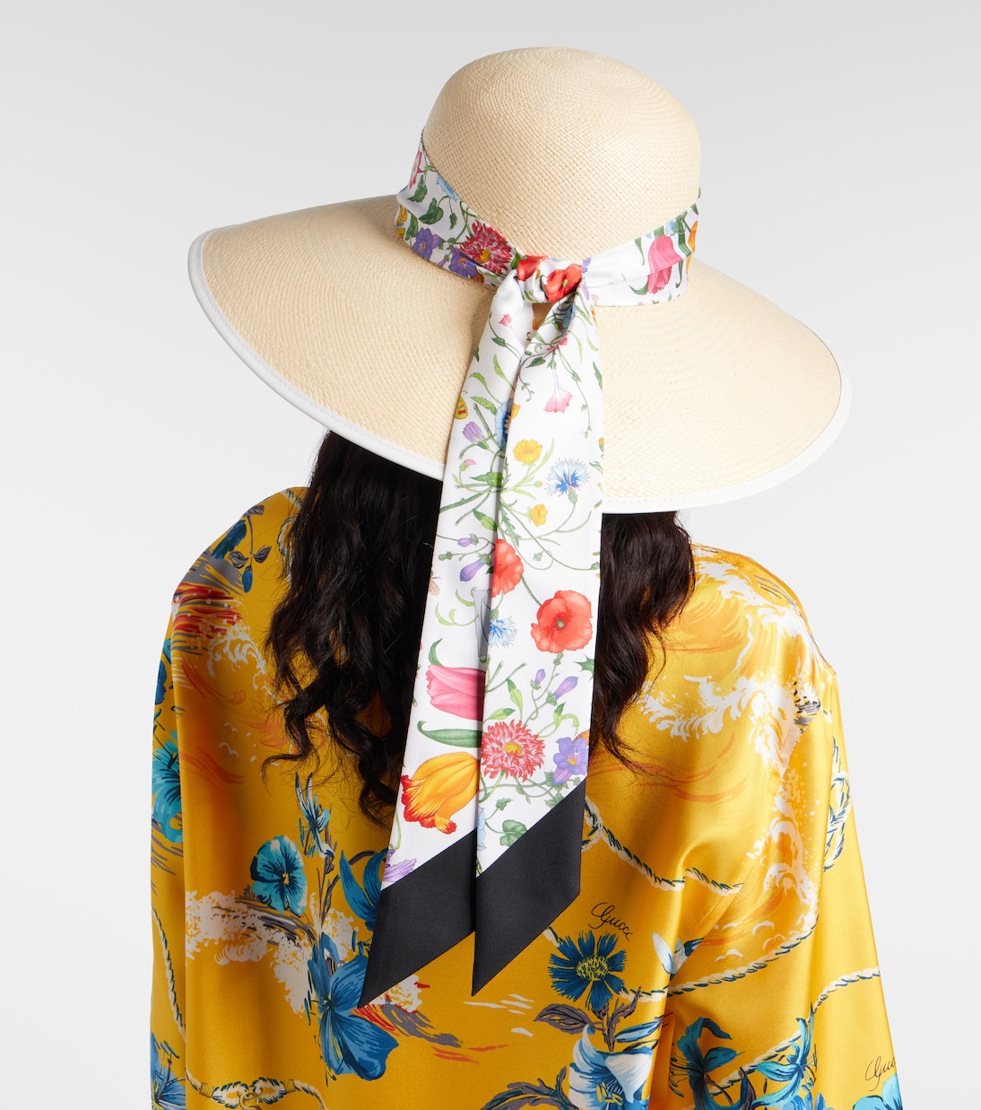 Floral silk-trimmed sun hat | Gucci