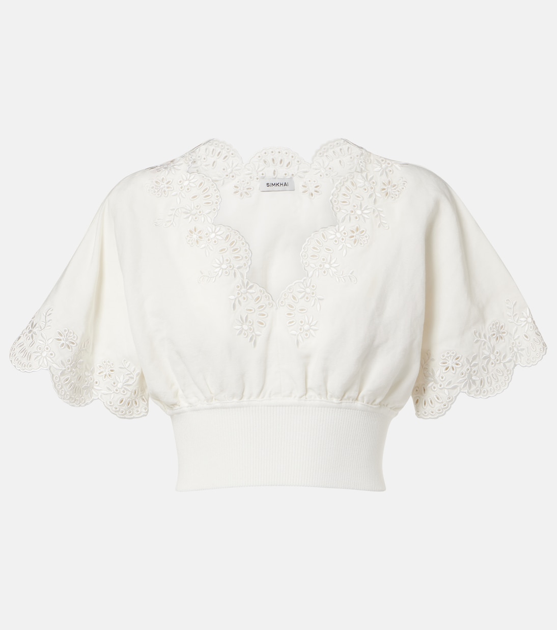 Broderie anglaise linen-blend crop top | Simkhai
