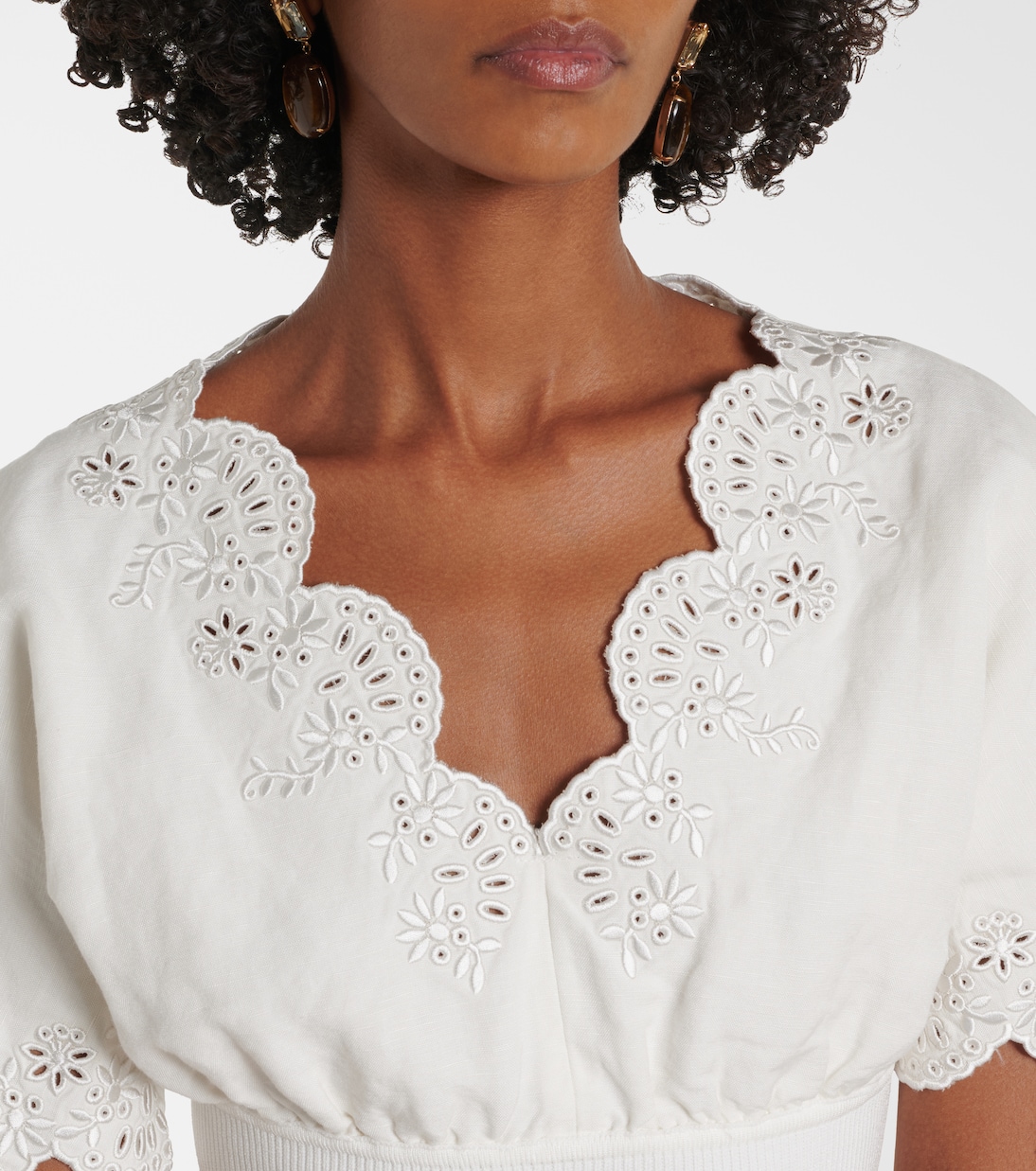 Broderie anglaise linen-blend crop top | Simkhai