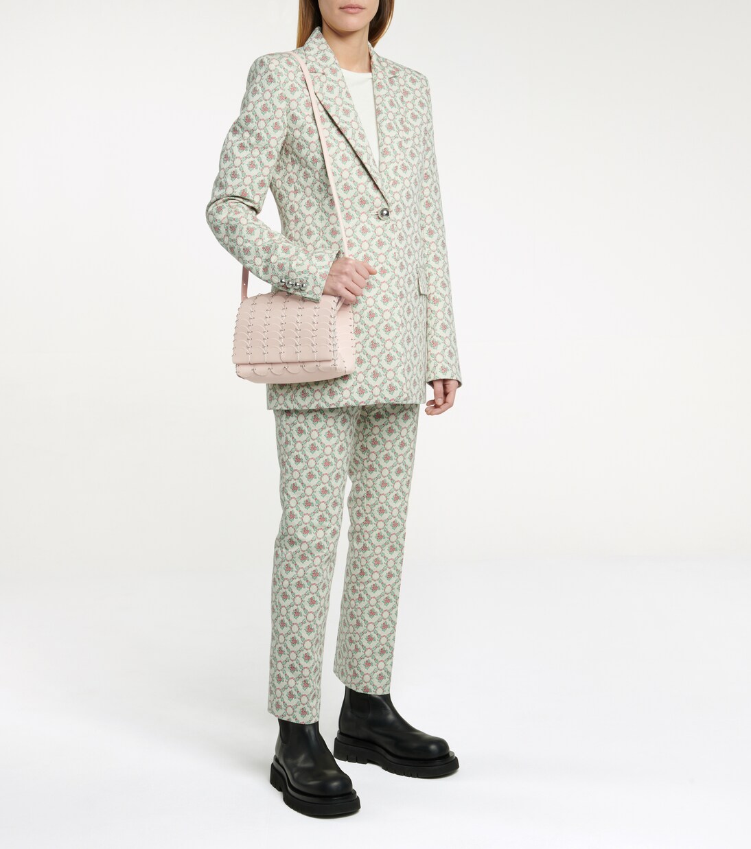 Pantalon droit à taille basse en jacquard de coton mélangé | Rabanne