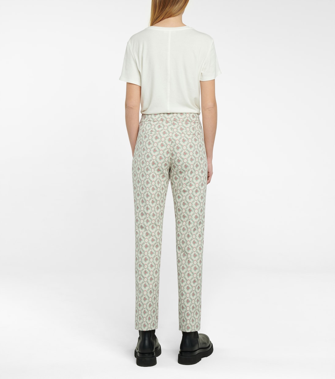 Pantalon droit à taille basse en jacquard de coton mélangé | Rabanne