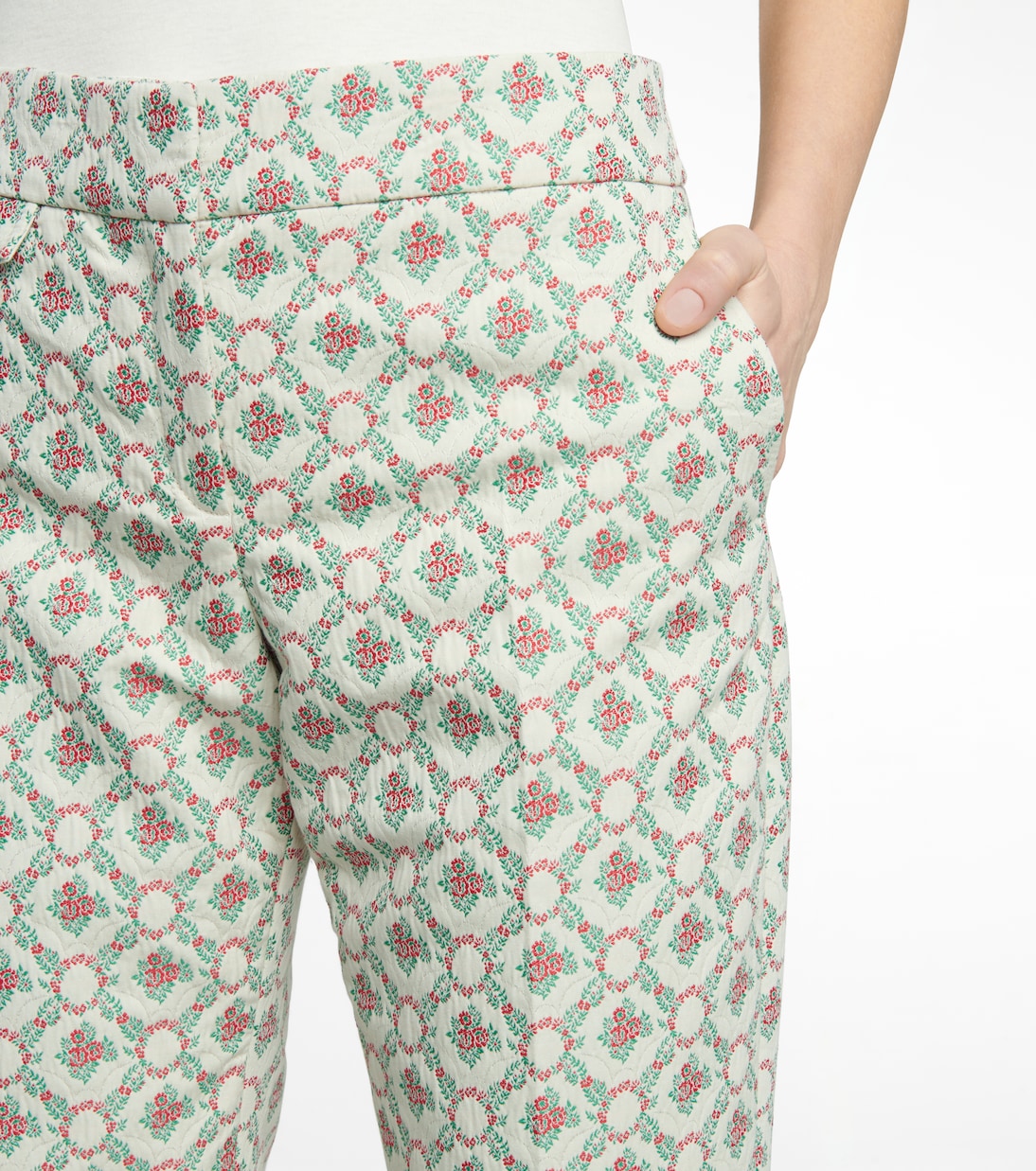 Pantalon droit à taille basse en jacquard de coton mélangé | Rabanne