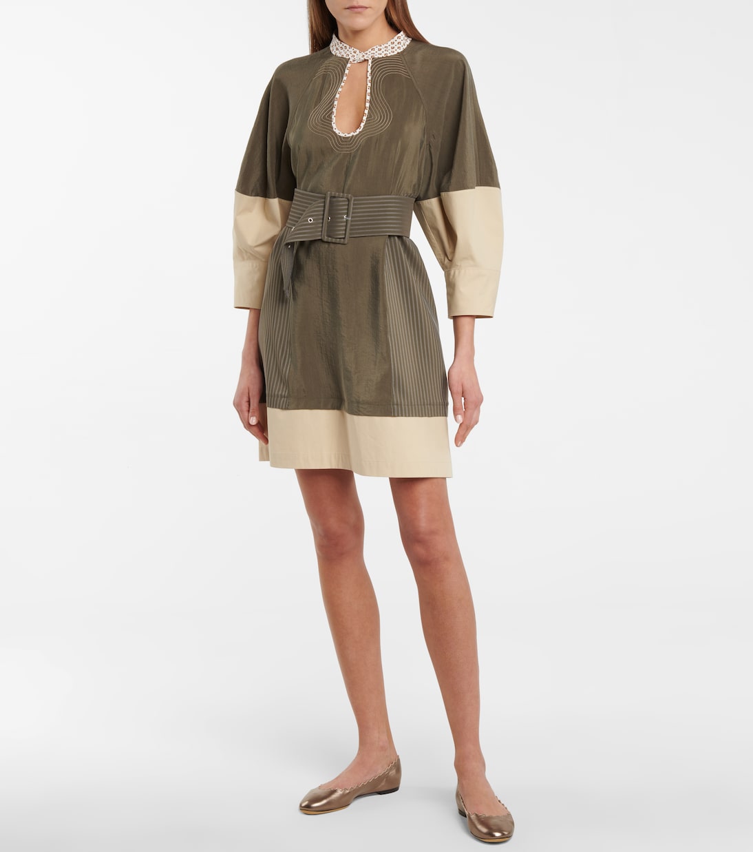 Belted silk-blend poplin minidress | Chloé
