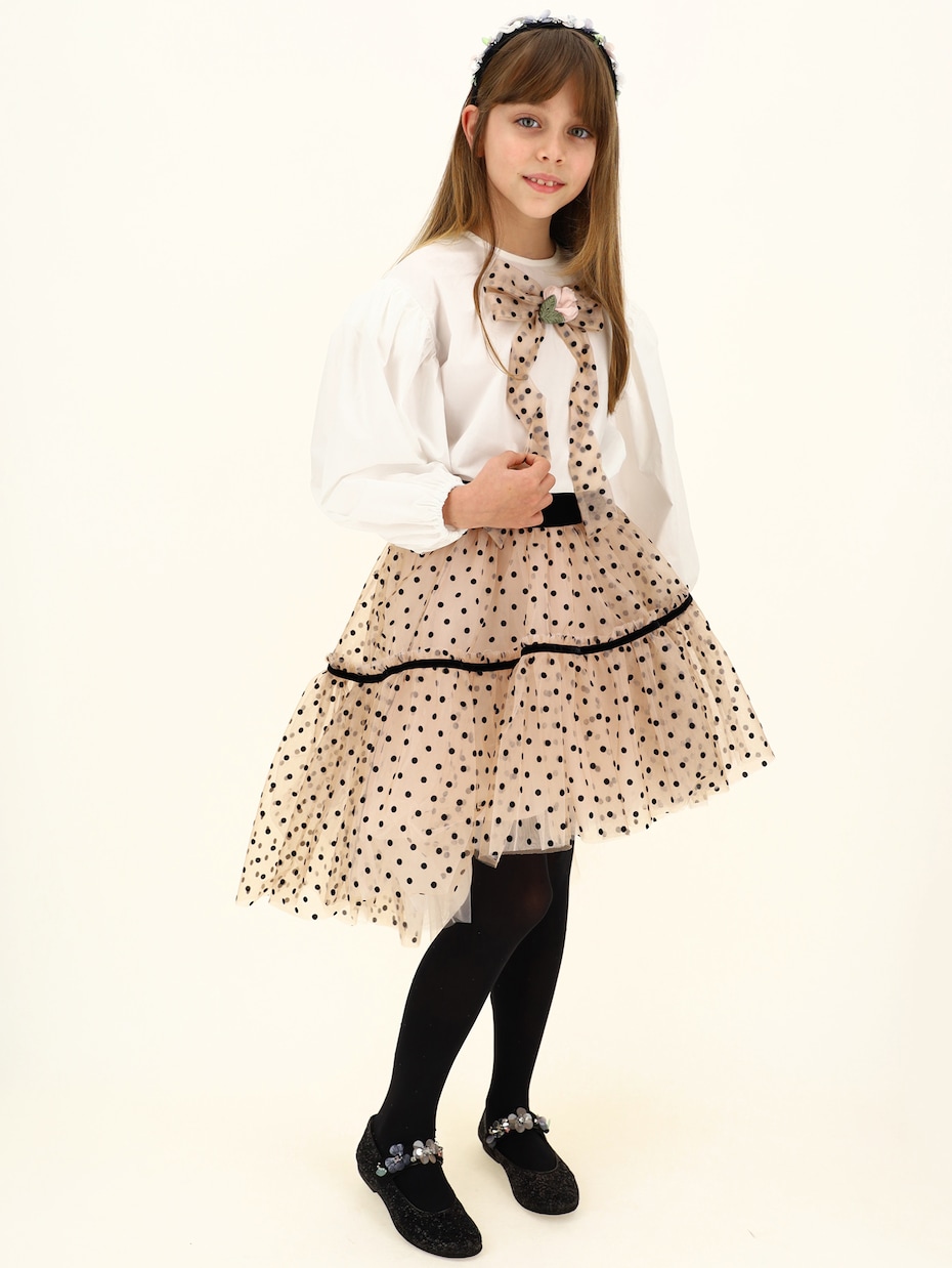 Polka dotted tulle skirt | Monnalisa