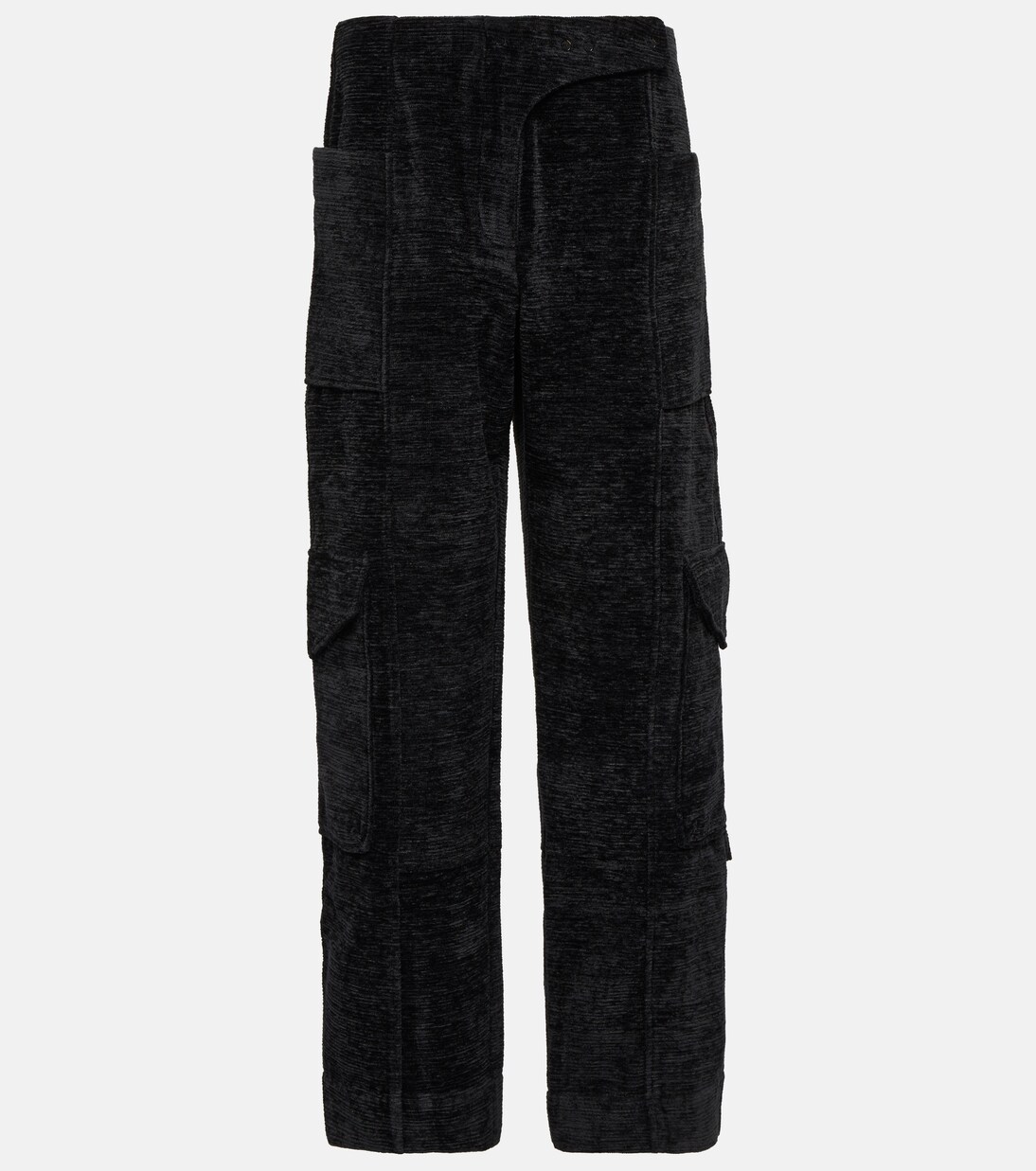 High-rise wide-leg chenille pants | Ganni