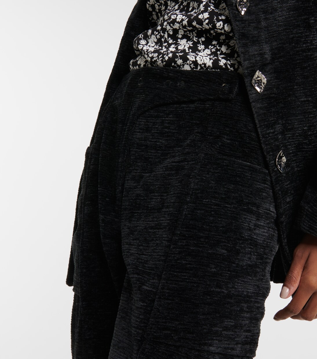 High-rise wide-leg chenille pants | Ganni