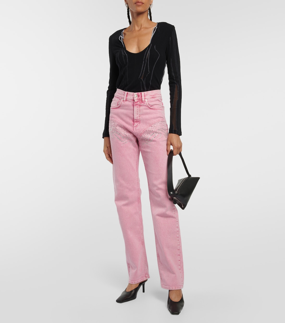 Crystal-embellished wide-leg jeans | Y/Project