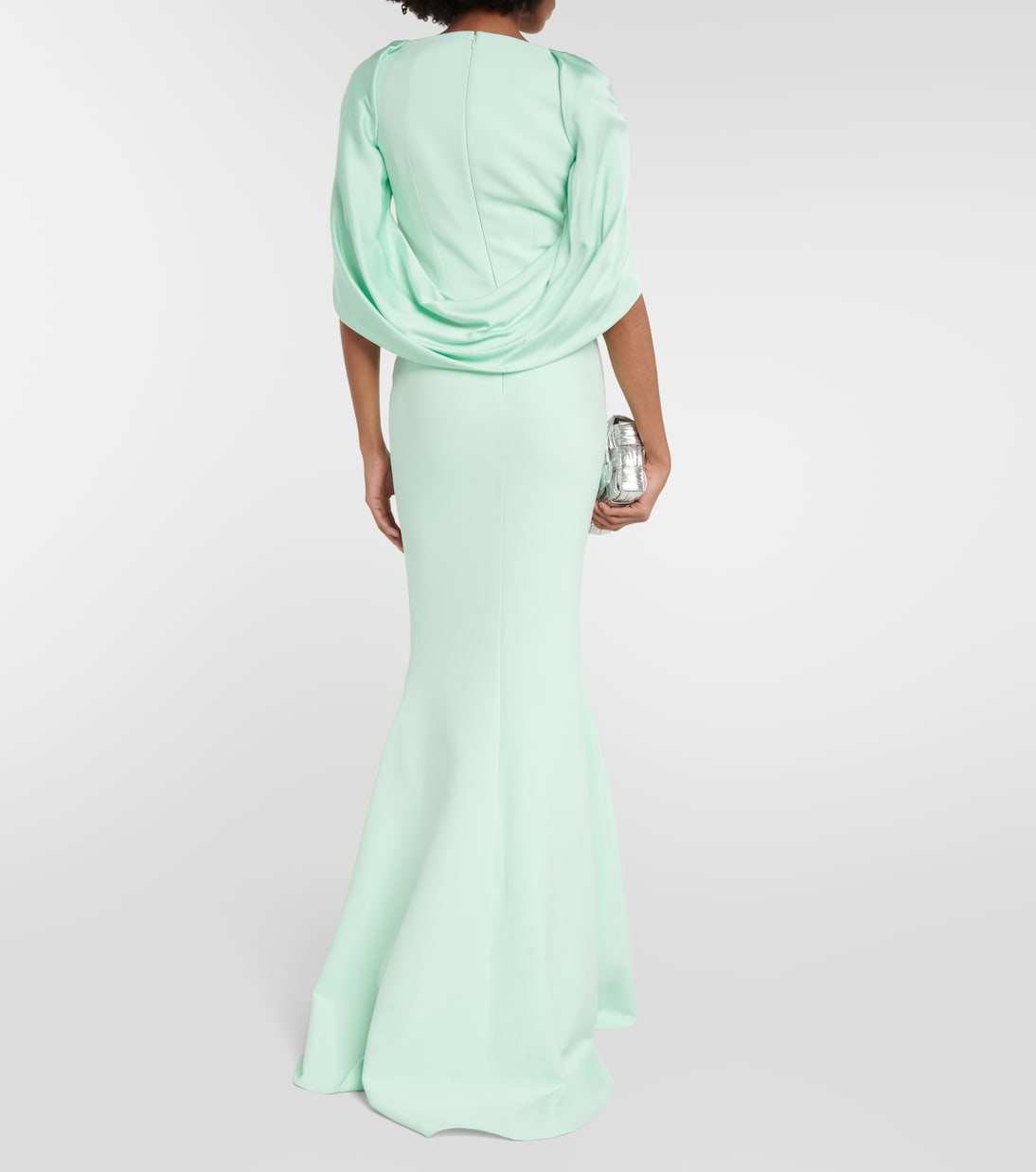 Robe cape longue en crêpe | Safiyaa