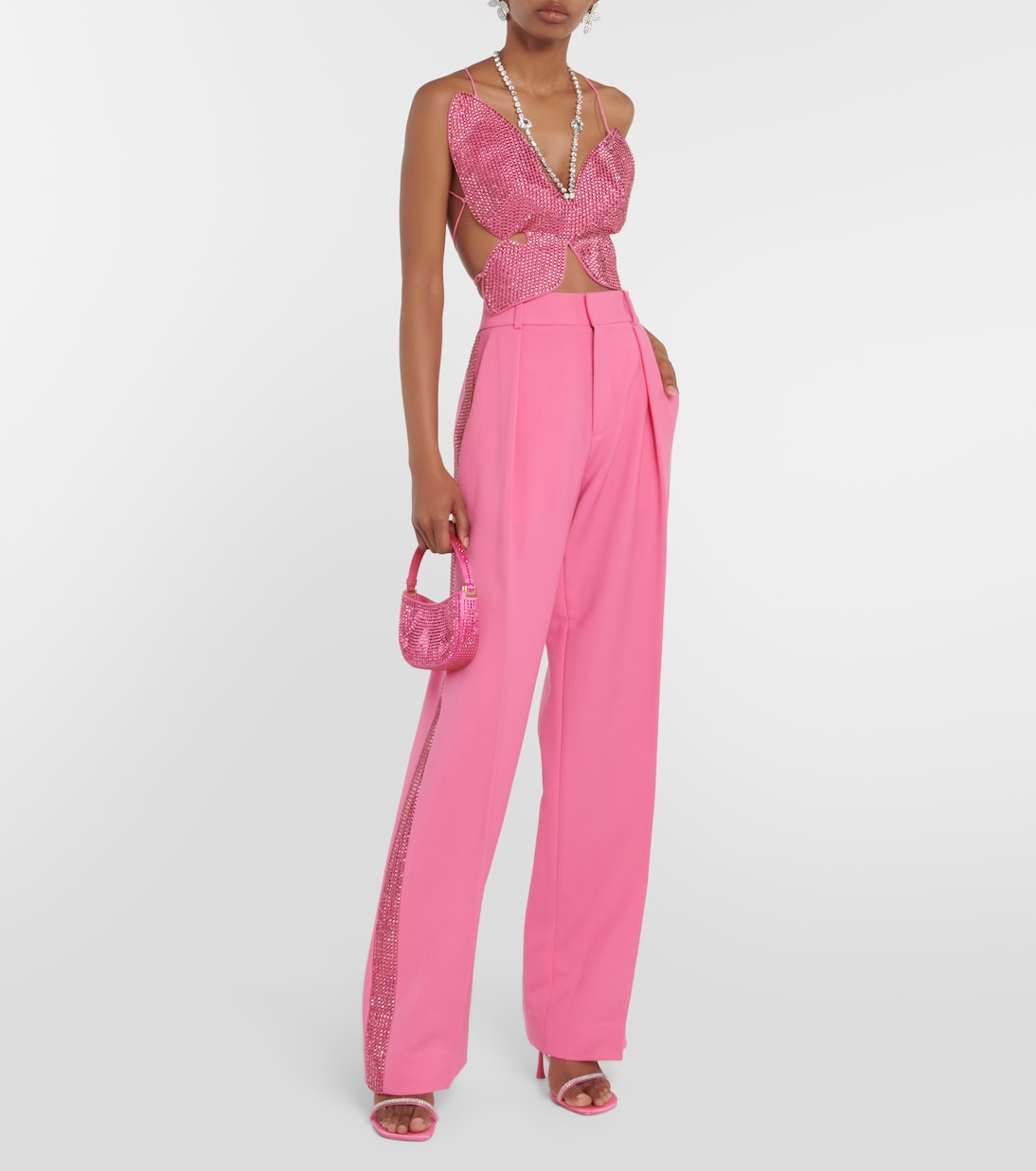 Pantalon ample en laine à ornements | Area