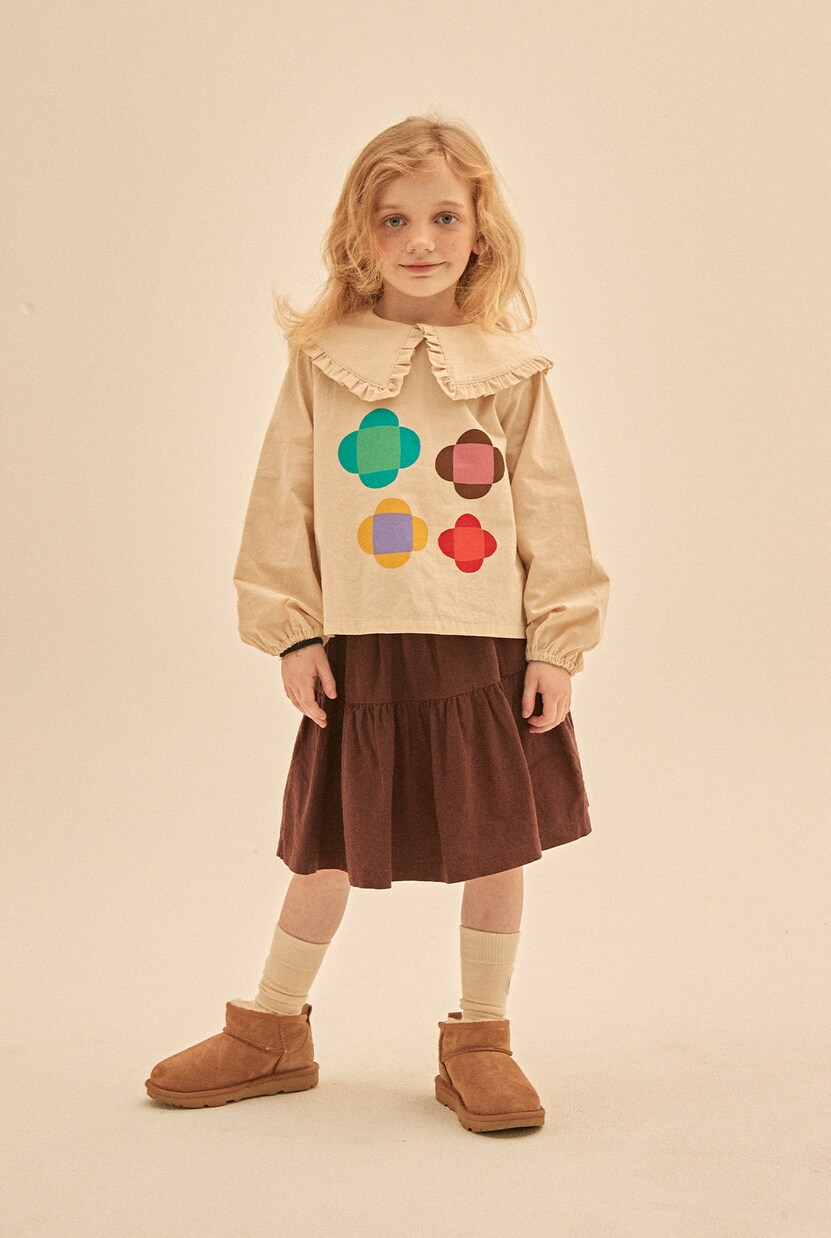 Gonna in misto lino e cotone con ruches | Jellymallow