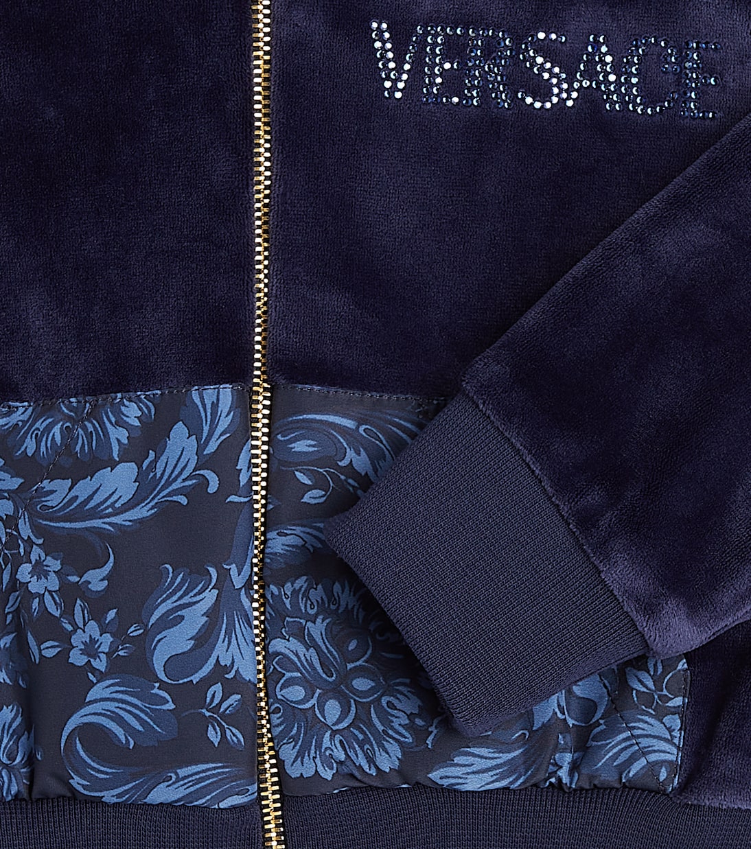 Barocco embellished velvet hoodie | Versace Kids
