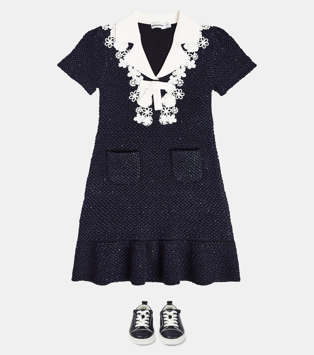 Lace-trimmed knit dress | Self-Portrait Kids