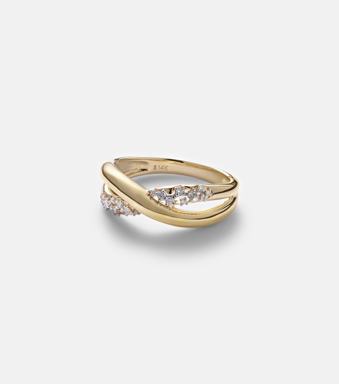 Bague Glitterati Kiss en or 14 ct et diamants | Stone and Strand